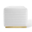 Pemberly Row Channel Tufted Performance Velvet Lounge Armchair in White