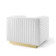 Pemberly Row Channel Tufted Performance Velvet Lounge Armchair in White