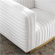 Pemberly Row Channel Tufted Performance Velvet Lounge Armchair in White