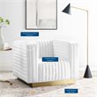 Pemberly Row Channel Tufted Performance Velvet Lounge Armchair in White