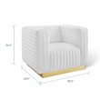 Pemberly Row Channel Tufted Performance Velvet Lounge Armchair in White