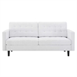 Pemberly Row Fabric Upholstered Tufted Sofa in White and Black