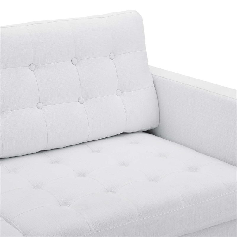 Pemberly Row Fabric Upholstered Tufted Sofa in White and Black