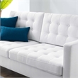 Pemberly Row Fabric Upholstered Tufted Sofa in White and Black