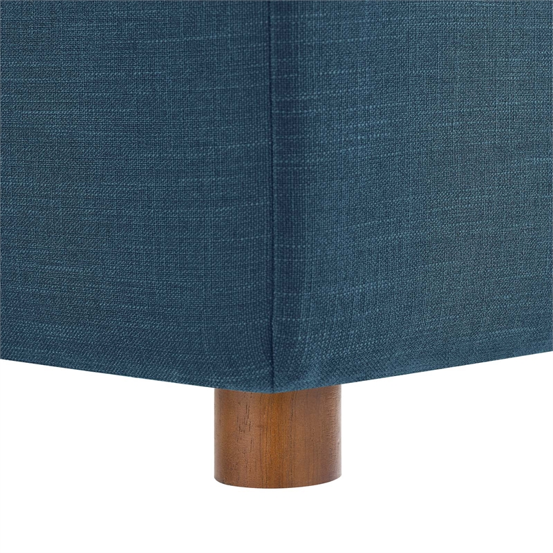 Pemberly Row Modern Fabric Ottoman in Azure with Linen Texture