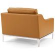 Pemberly Row Modern Leather Armchair in Tan with Stainless Steel Frame