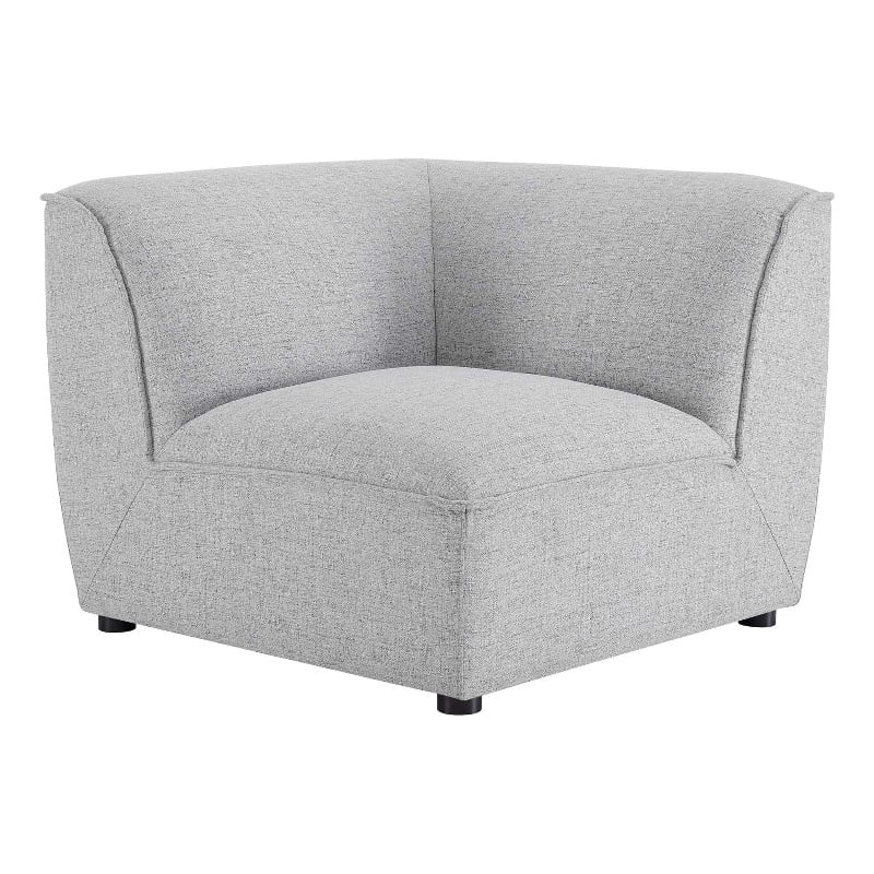 Pemberly Row Polyester Fabric Corner Sectional Sofa Chair in Light Gray