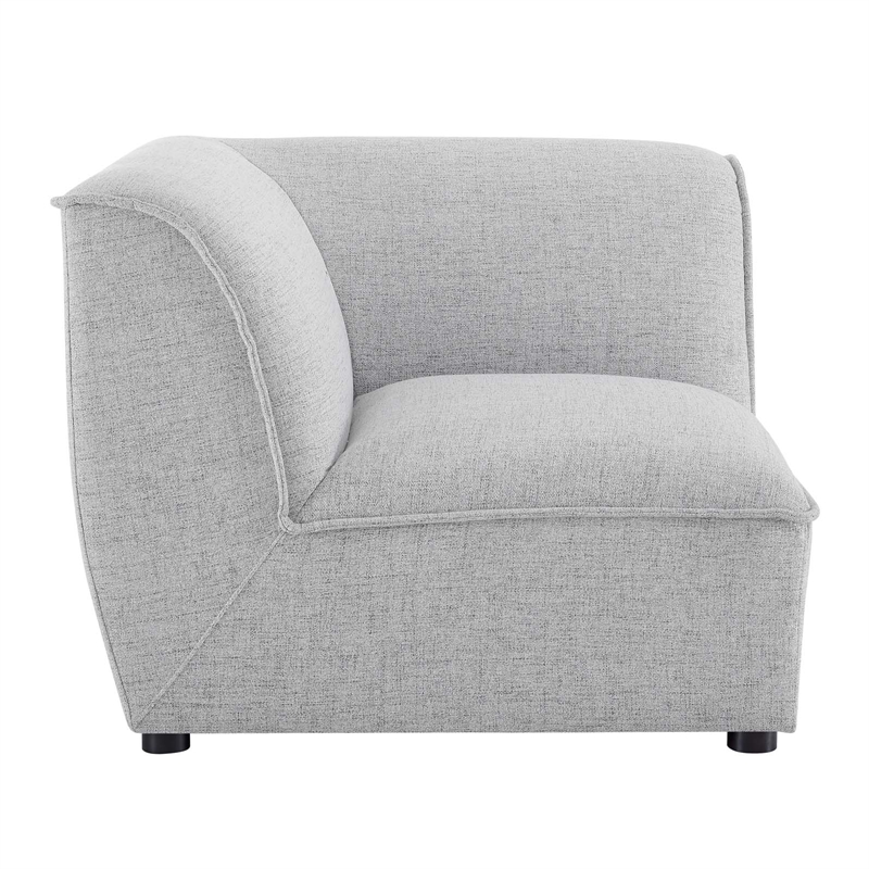 Pemberly Row Polyester Fabric Corner Sectional Sofa Chair in Light Gray
