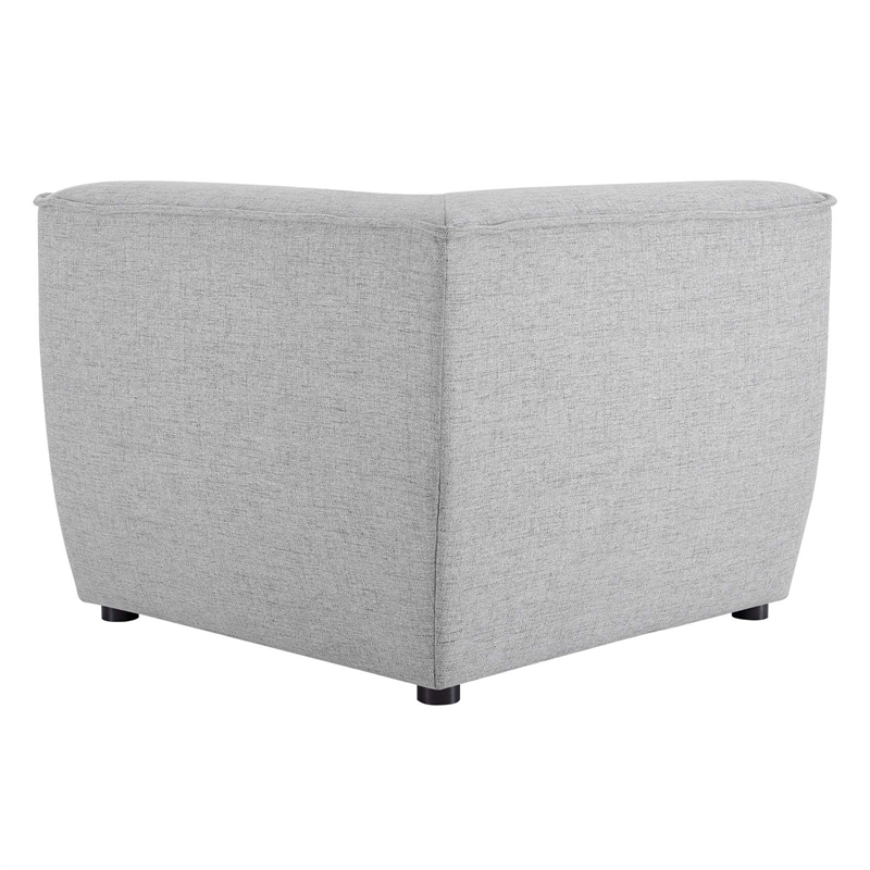 Pemberly Row Polyester Fabric Corner Sectional Sofa Chair in Light Gray