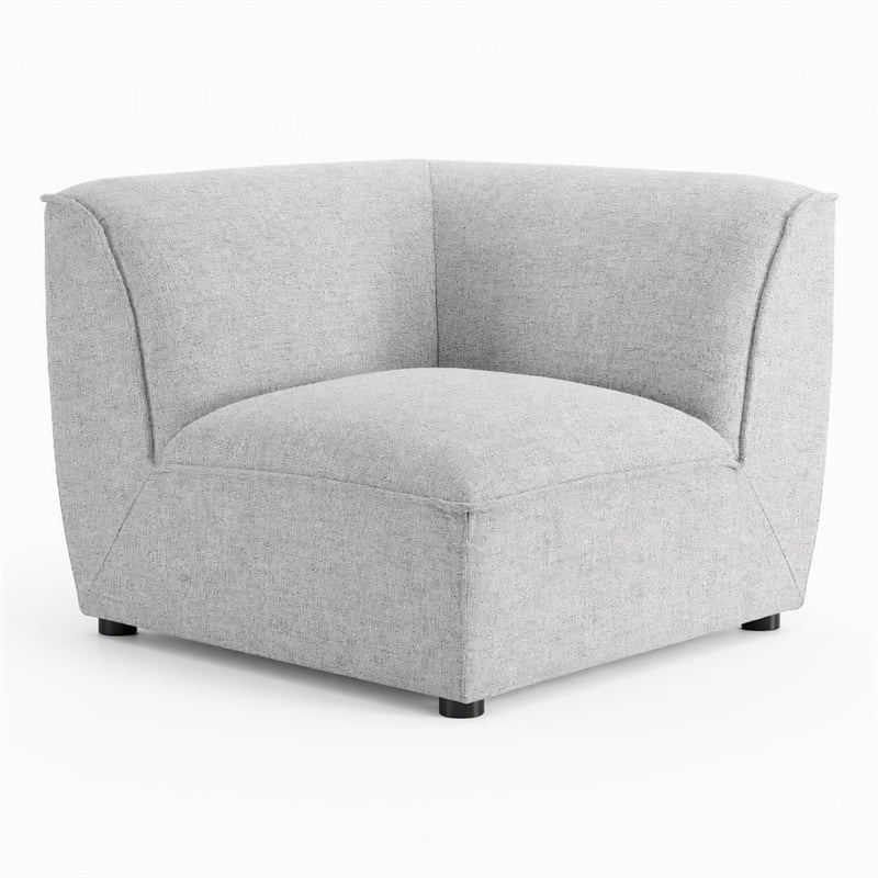 Pemberly Row Polyester Fabric Corner Sectional Sofa Chair in Light Gray