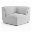 Pemberly Row Polyester Fabric Corner Sectional Sofa Chair in Light Gray