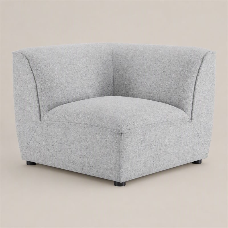 Pemberly Row Polyester Fabric Corner Sectional Sofa Chair in Light Gray