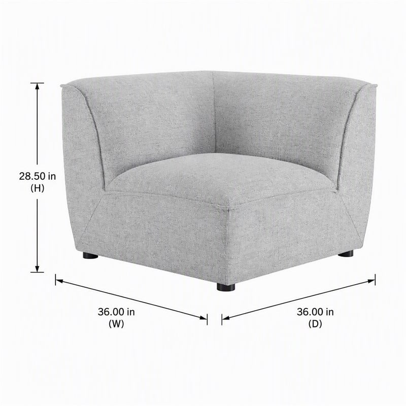Pemberly Row Polyester Fabric Corner Sectional Sofa Chair in Light Gray