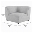 Pemberly Row Polyester Fabric Corner Sectional Sofa Chair in Light Gray