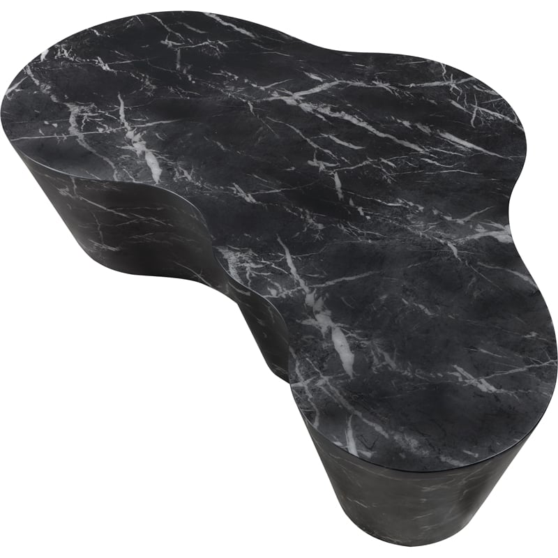 Pemberly Row Black Concrete Coffee Table with Marble Finish for Indoors/Outdoors