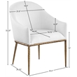 Pemberly Row White Linen Textured Fabric Dining Chair with Brushed Brass Legs