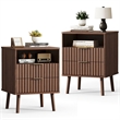 Pemberly Row Brown Fluted Nightstands Set of 2 with 2 Drawers