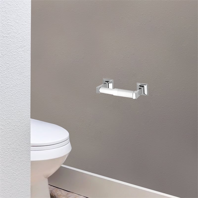 Pemberly Row Millbridge Metal Toilet Paper Holder in Polished Chrome