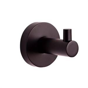 Pemberly Row Kelton Modern Brass Robe Hook in Matte Black Finish