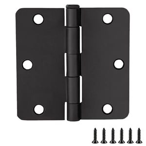 Pemberly Row Steel Door Hinges for Interior 3.5 x 3.5 in Matte Black Pack of 9