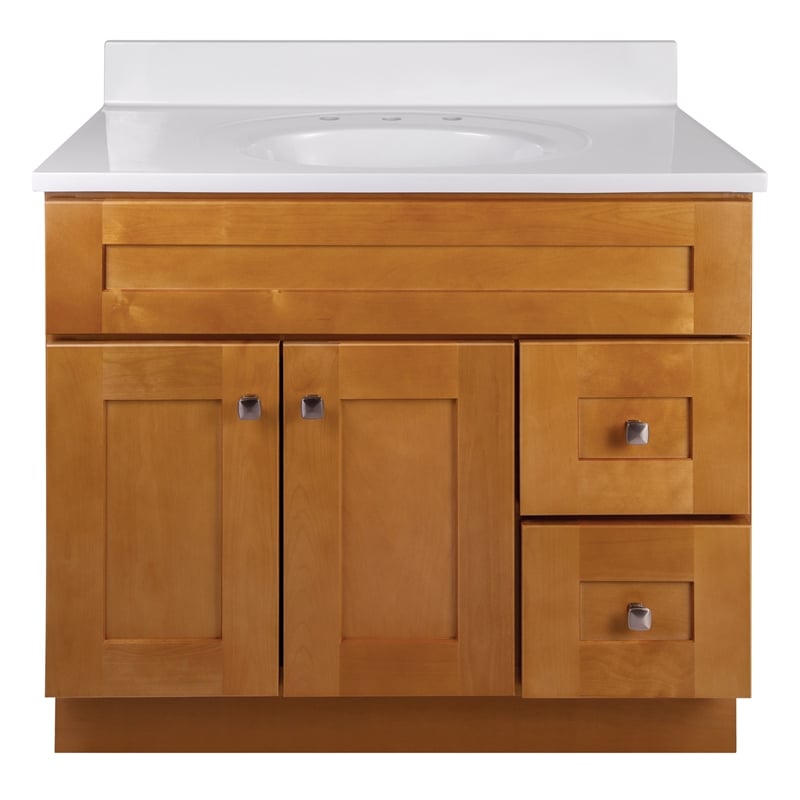 Pemberly Row 37 in Wood Vanity with White Top Fully Assembled