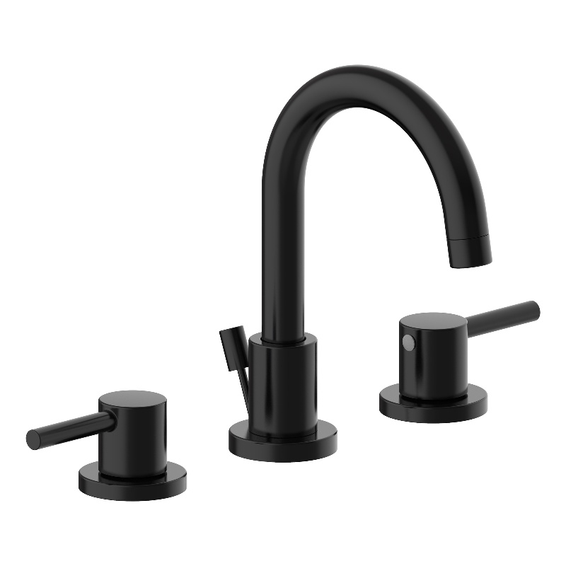 Pemberly Row Widespread Brass Bathroom Faucet in Matte Black Finish