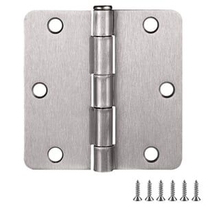 Pemberly Row Satin Nickel Steel Door Hinges 3-Pack with 1/4-Inch Radius