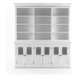 Pemberly Row Hutch Unit with 6 Glass Doors and Solid Wood in White
