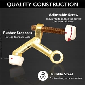 Pemberly Row Set of 10 Standard Hinge Pin Metal Doorstops in Polished Brass