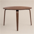 Pemberly Row Gabby Round Dining Table in Solid Rubberwood Walnut Finish