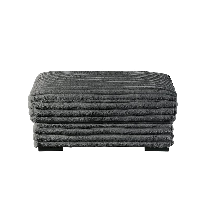 Pemberly Row Charcoal Gray Fabric Ottoman with Plush Cushion