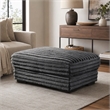 Pemberly Row Charcoal Gray Fabric Ottoman with Plush Cushion
