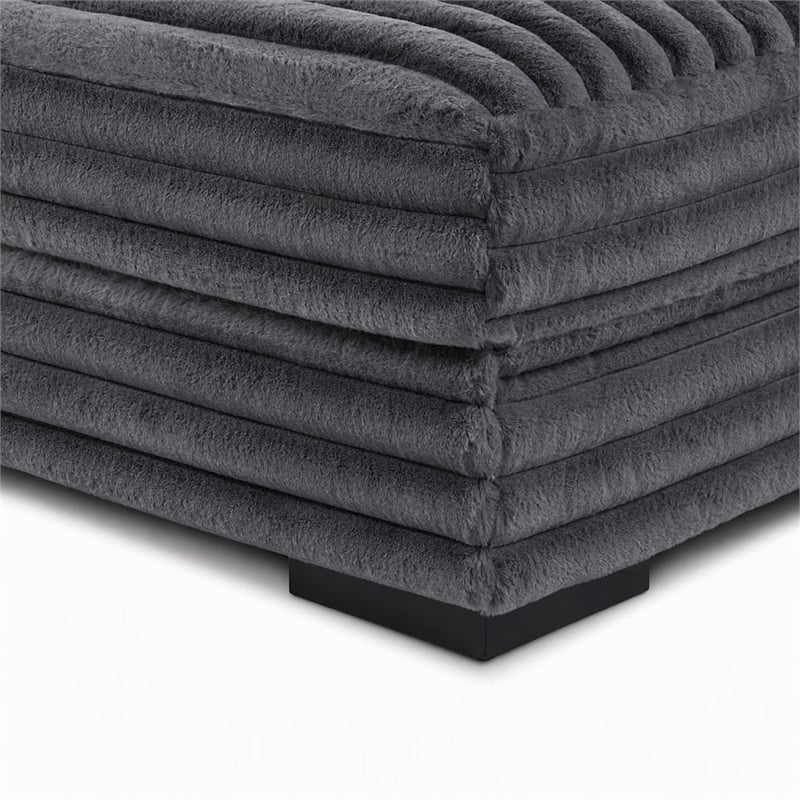 Pemberly Row Charcoal Gray Fabric Ottoman with Plush Cushion