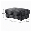 Pemberly Row Charcoal Gray Fabric Ottoman with Plush Cushion