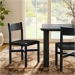 Pemberly Row Oak Dining Side Chair with Woven Seat in Black