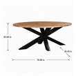 Pemberly Row Oval Dining Table Solid Mango Wood Natural Black Base 78 in