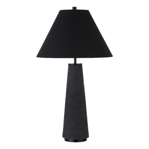 Pemberly Row 16&quot Matte Black Ceramic Table Lamp with Fabric Shade