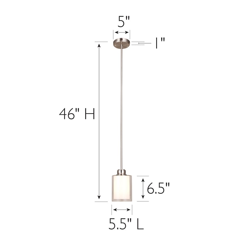Pemberly Row Olso Stainless Steel Mini Pendant in Satin Nickel Finish
