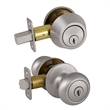 Pemberly Row Cambridge Door Knob and Deadbolt in Satin Nickel