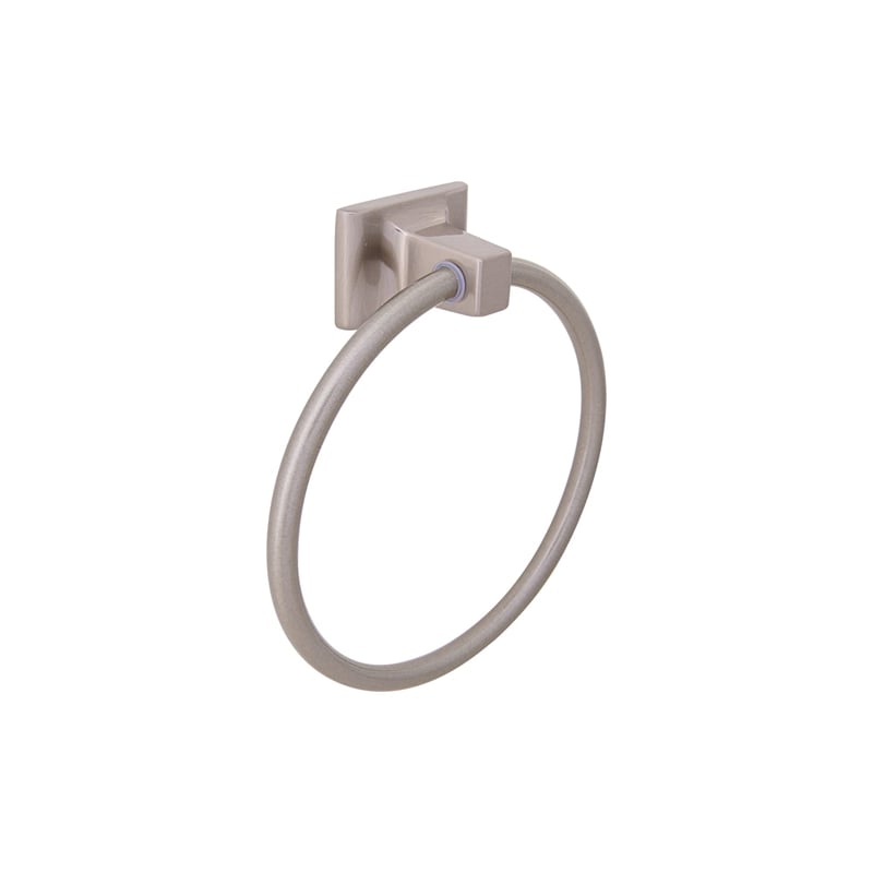 Pemberly Row Traditional Metal Towel Ring in Satin Nickel 6 in