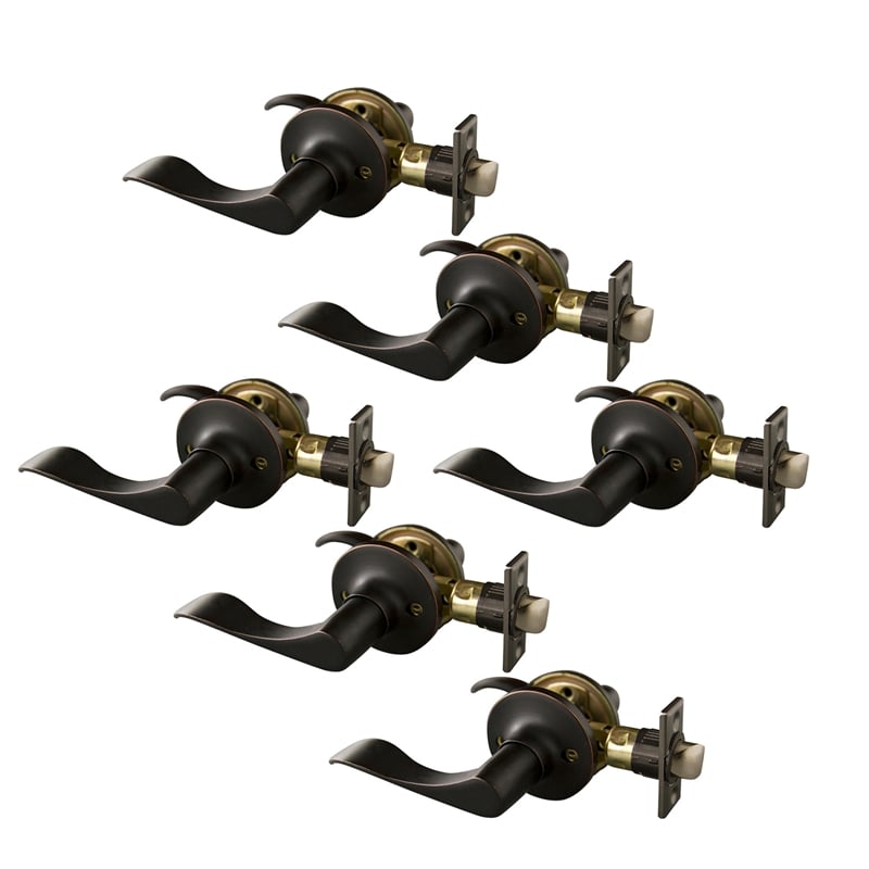 Pemberly Row Metal Passage Door Knobs in Oil Rubbed Bronze 6 Pack