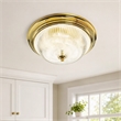 Pemberly Row Ribbed Glass Ceiling Fixture Polished Brass 3 Light Steel Base