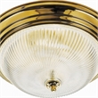 Pemberly Row Ribbed Glass Ceiling Fixture Polished Brass 3 Light Steel Base
