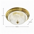 Pemberly Row Ribbed Glass Ceiling Fixture Polished Brass 3 Light Steel Base