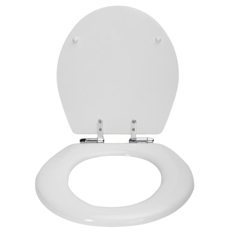 Pemberly Row Round Wood Toilet Seat in White with Soft Close Hinges