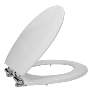 Pemberly Row Round Wood Toilet Seat in White with Soft Close Hinges
