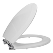 Pemberly Row Round Wood Toilet Seat in White with Soft Close Hinges