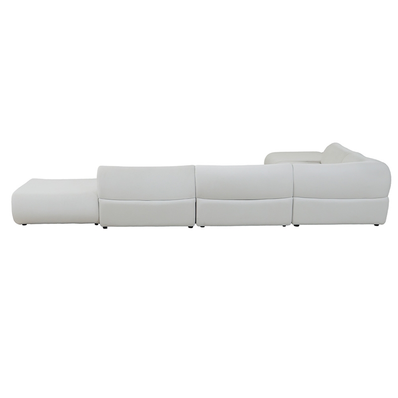Pemberly Row L-Shaped Velvet Sectional Sofa in Cream