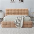 Pemberly Row Upholstered Queen Bed Frame with Tufted Fabric Headboard