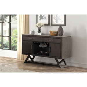 Pemberly Row 56&quot Gray Dining Server with Velvet-Lined Storage